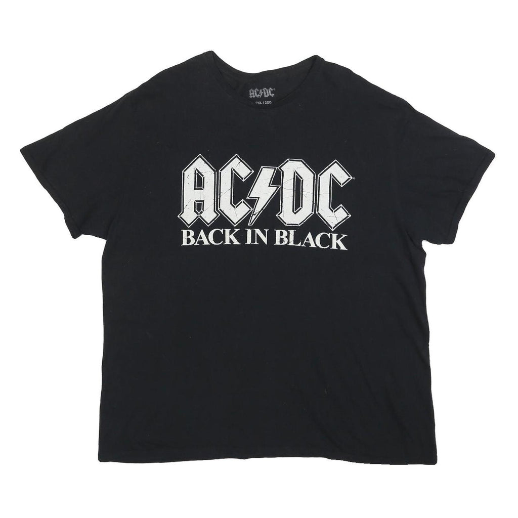ACDC Womens Black Back In Black Graphic T-Shirt 2XL Short Sleeve Crew Neck Rock