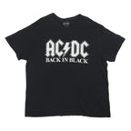 ACDC Womens Black Back In Black Graphic T-Shirt 2XL Short Sleeve Crew Neck Rock