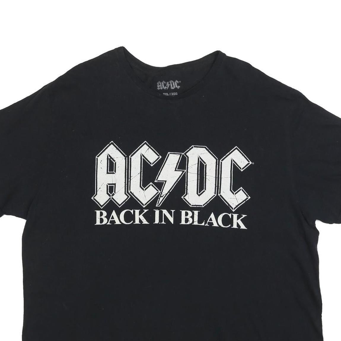 ACDC Womens Black Back In Black Graphic T-Shirt 2XL Short Sleeve Crew Neck Rock