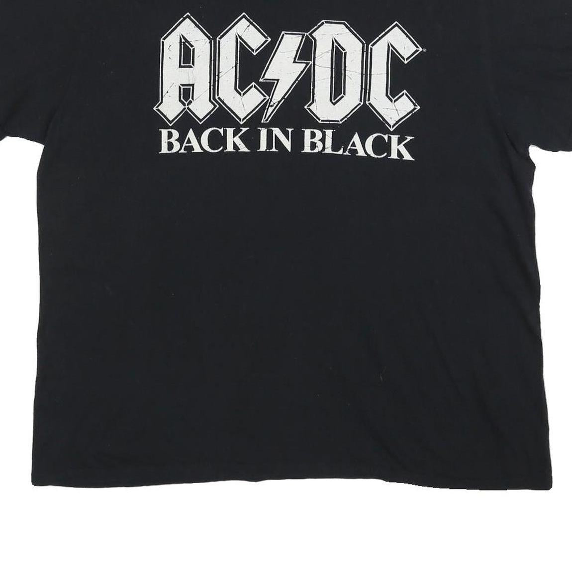 ACDC Womens Black Back In Black Graphic T-Shirt 2XL Short Sleeve Crew Neck Rock