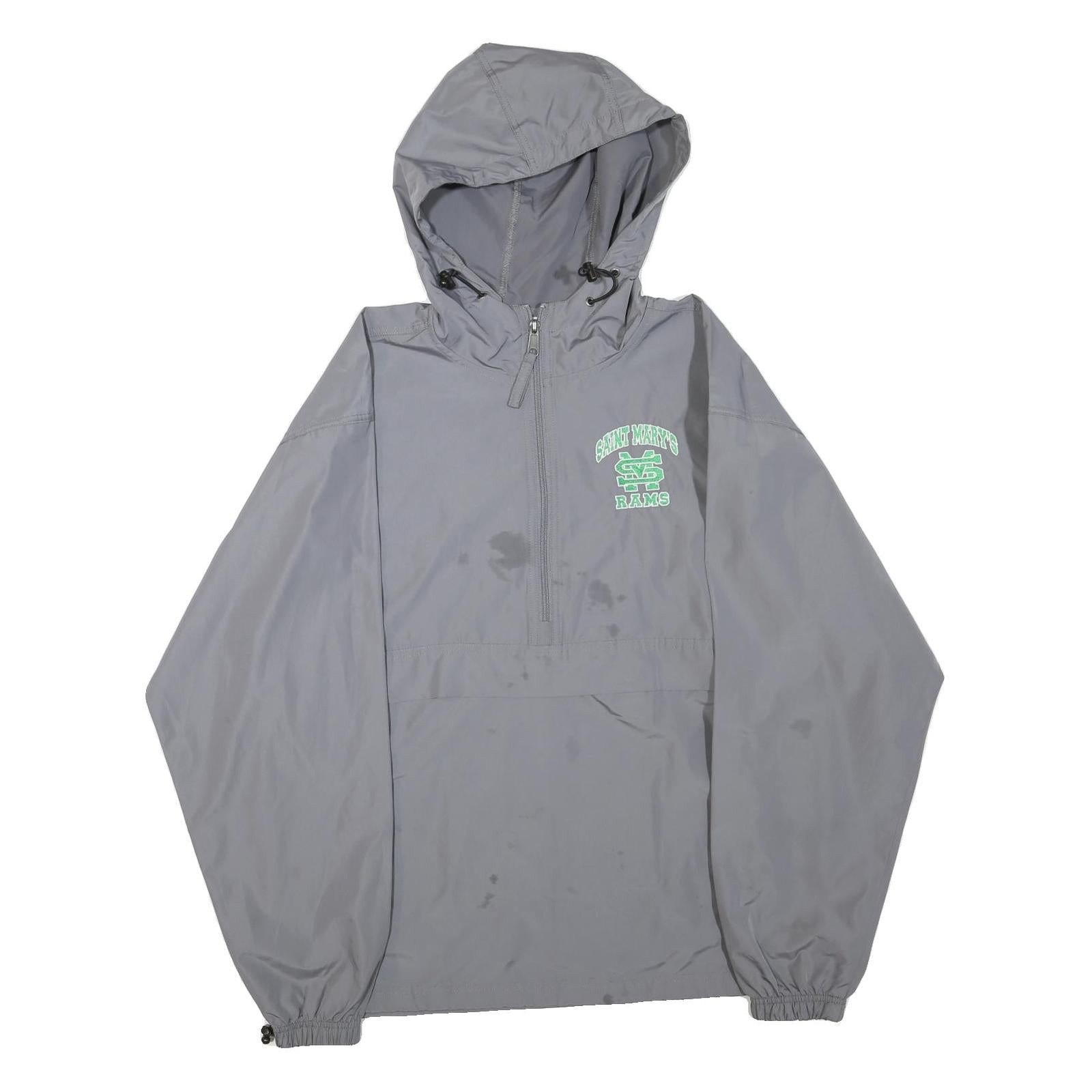 CHAMPION Mens Grey Zip Hooded Casual Jacket M Polyester Blend St Marys Rams