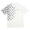 DIADORA Mens White Polo Shirt Cotton M Short Sleeve Geometric Print Sports
