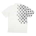 DIADORA Mens White Polo Shirt Cotton M Short Sleeve Geometric Print Sports