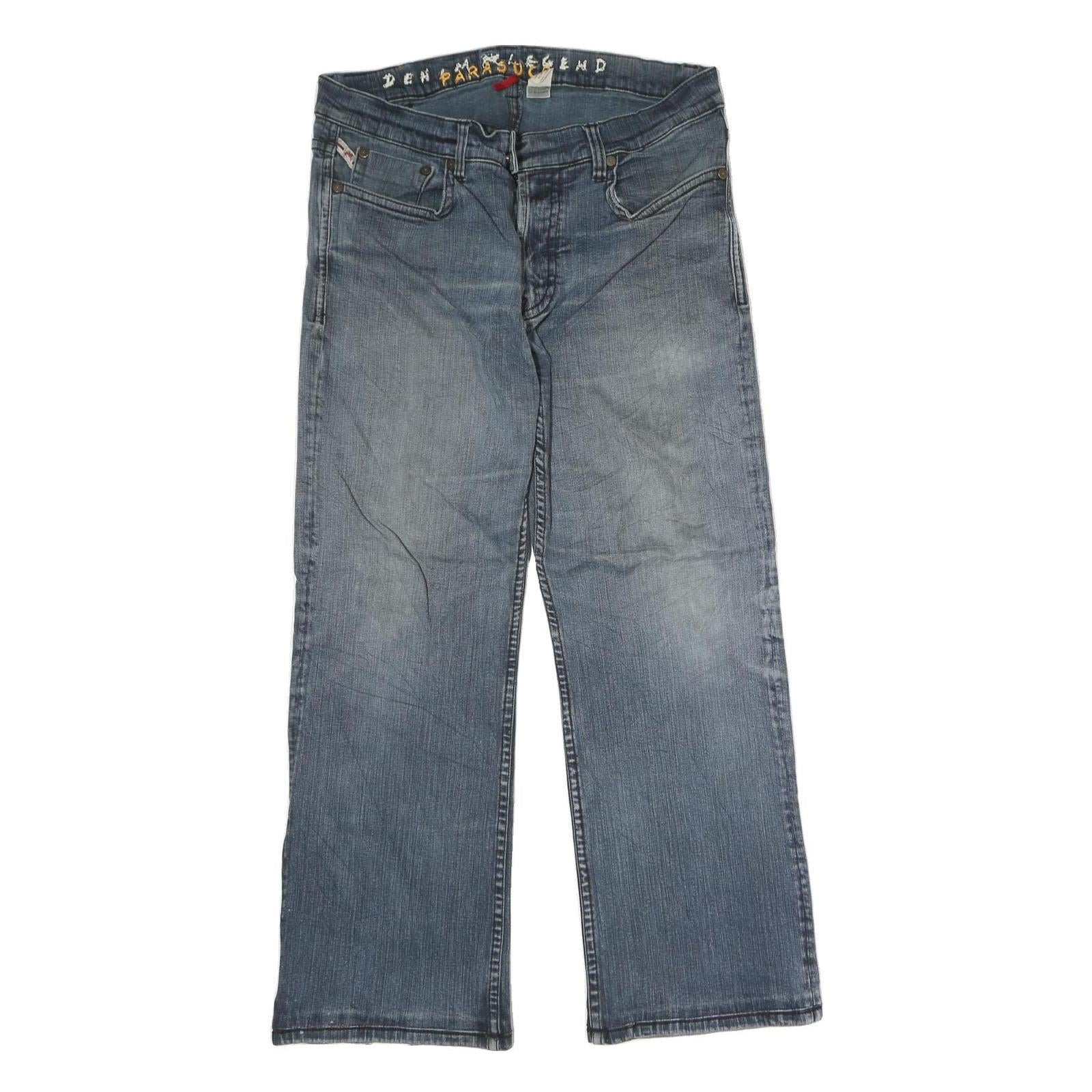 PARASUCO Mens Blue Regular Straight Denim Light W32 L30 Classic Zip Fly Jeans