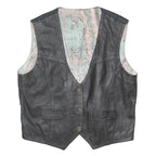 Mens Black Leather Button Jacket L Vest Waistcoat Classic Style
