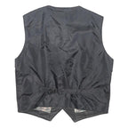 Mens Black Leather Button Jacket L Vest Waistcoat Classic Style