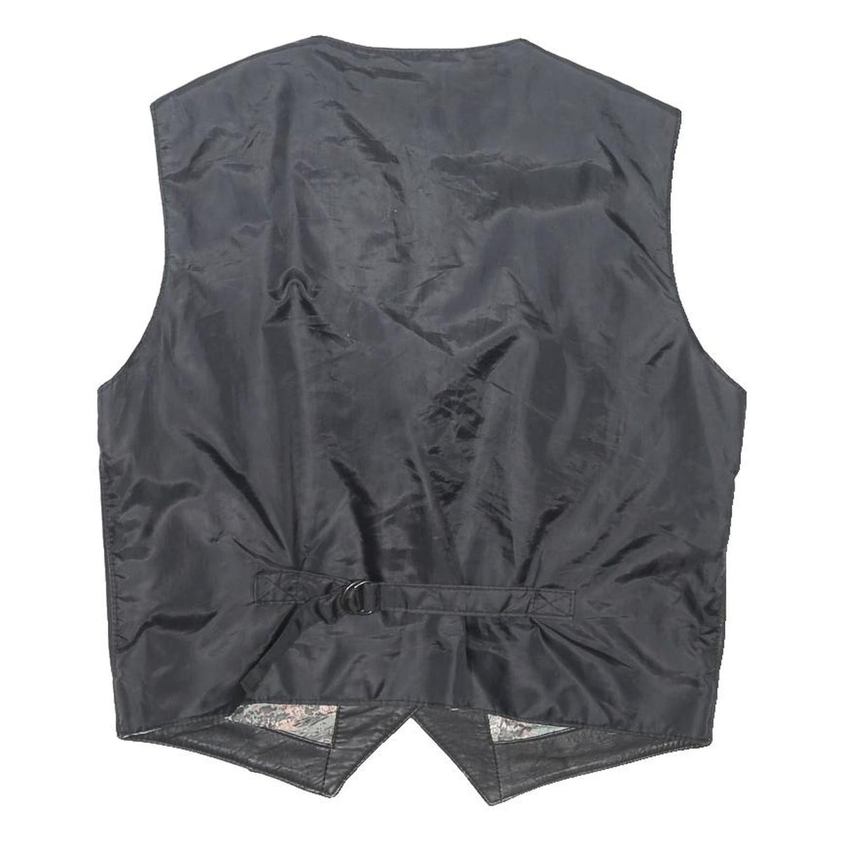 Mens Black Leather Button Jacket L Vest Waistcoat Classic Style