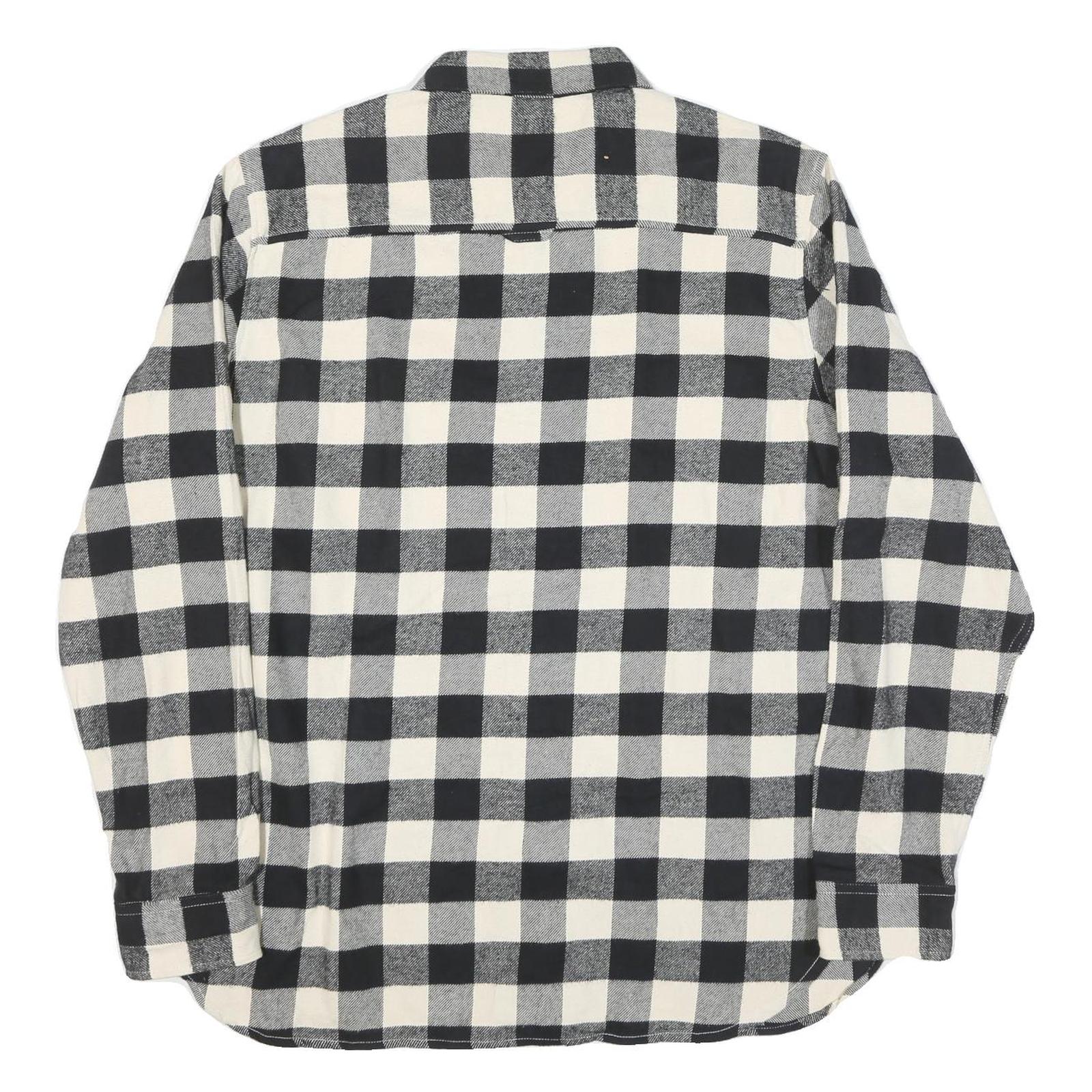 HATLEY HERITAGE Mens Black & Cream Check Shirt L Cotton Blend Long Sleeve Casual
