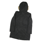 LEVI'S Womens Black Faux Fur Hooded Zip Jacket M Polyester Blend Warm Winter