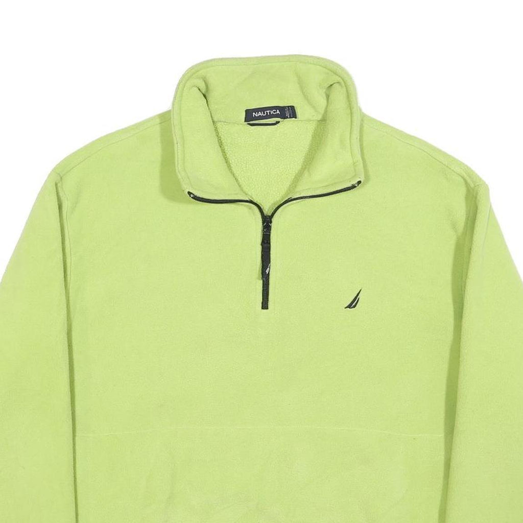 NAUTICA Mens Light Green Jumper Plain 1/4 Zip Regular Fit S Fleece Casual