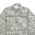 Mens Grey Digital Camouflage Military Jacket L Cotton Blend Zip Casual Outdoor