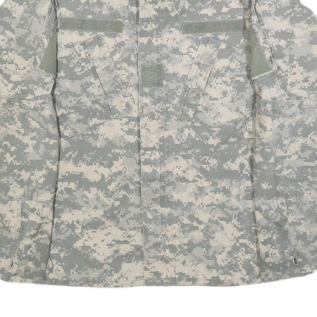 Mens Grey Digital Camouflage Military Jacket L Cotton Blend Zip Casual Outdoor