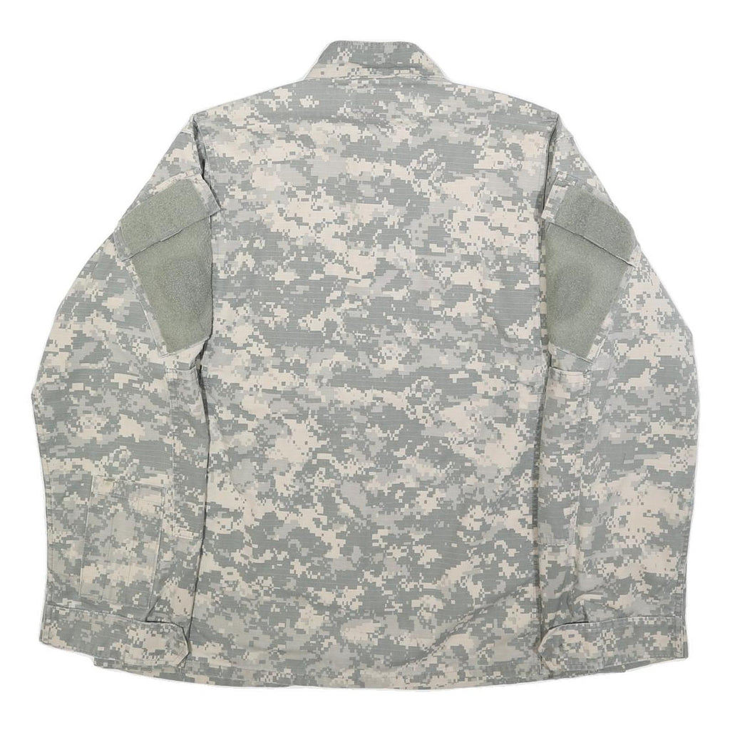 Mens Grey Digital Camouflage Military Jacket L Cotton Blend Zip Casual Outdoor