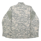 Mens Grey Digital Camouflage Military Jacket L Cotton Blend Zip Casual Outdoor