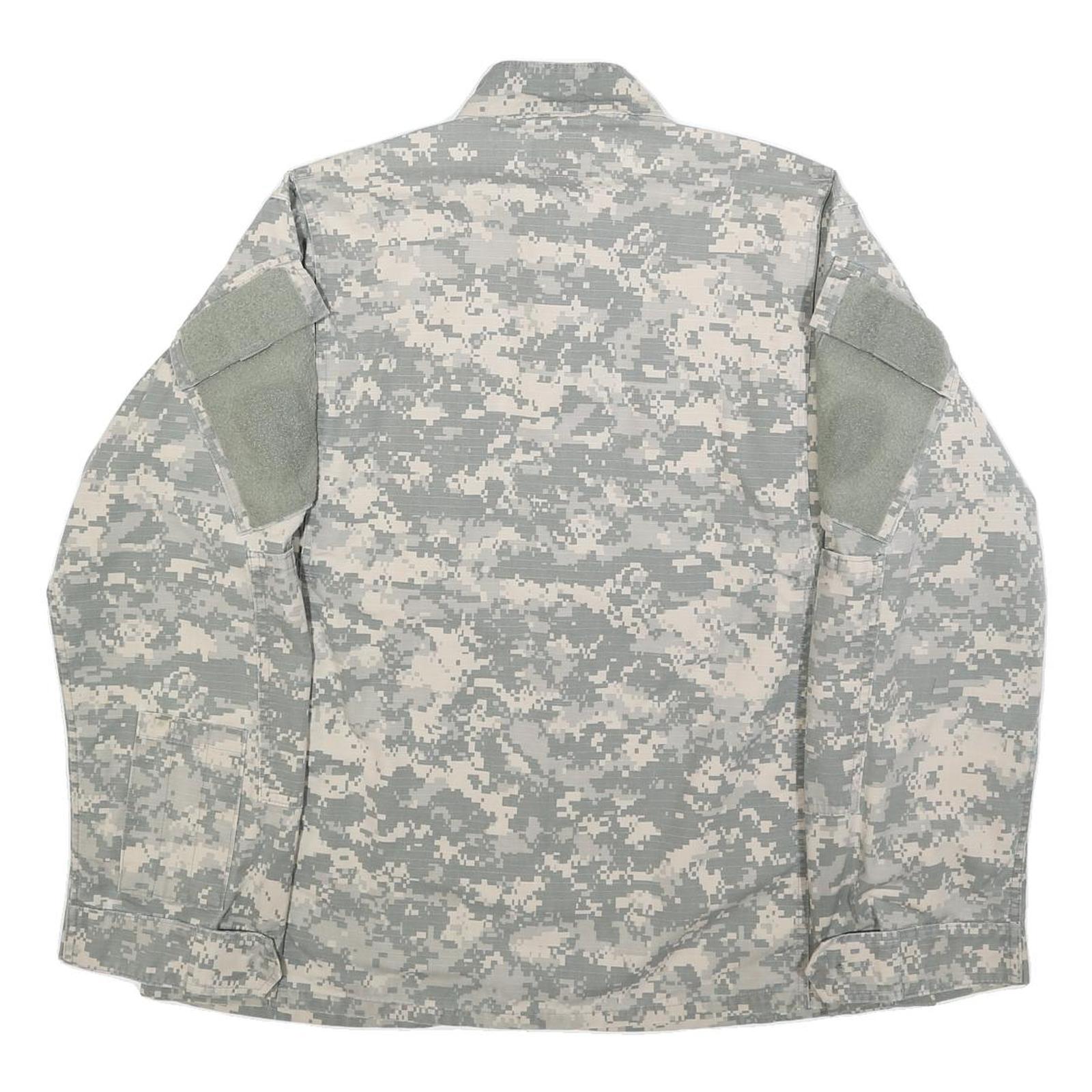 Mens Grey Digital Camouflage Military Jacket L Cotton Blend Zip Casual Outdoor