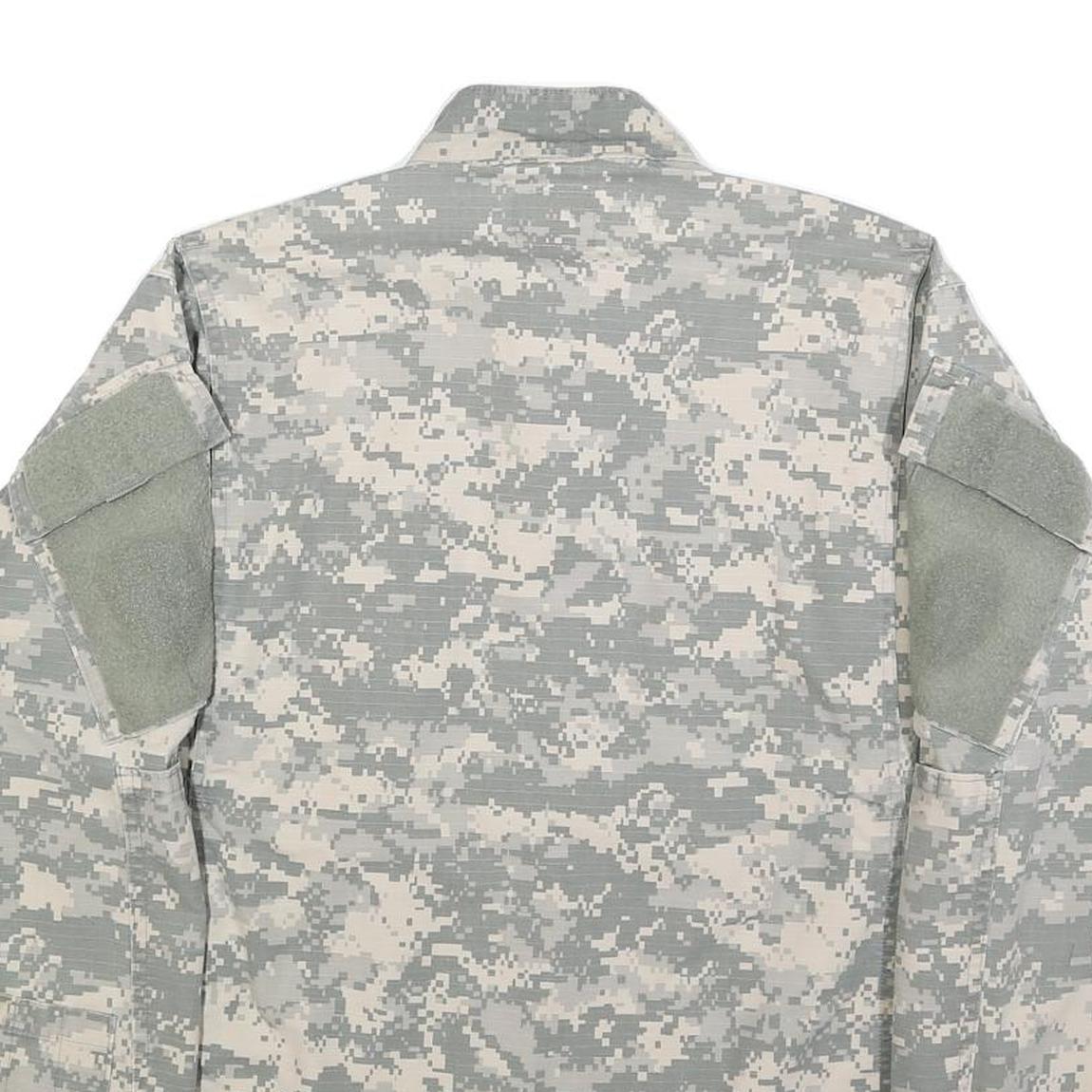 Mens Grey Digital Camouflage Military Jacket L Cotton Blend Zip Casual Outdoor