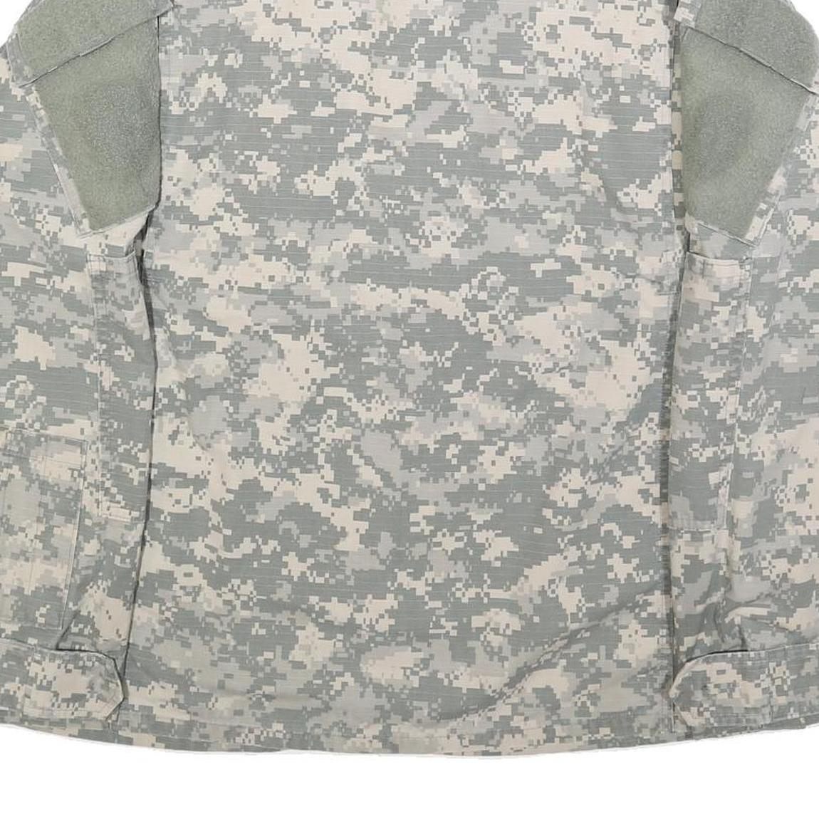 Mens Grey Digital Camouflage Military Jacket L Cotton Blend Zip Casual Outdoor