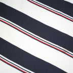 TOMMY HILFIGER Mens White & Navy Striped Short Sleeve Polo Shirt L Cotton Blend