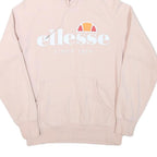 ELLESSE Mens Pink Hoodie M Logo Graphic Cotton Blend Pullover Drawstring Hood