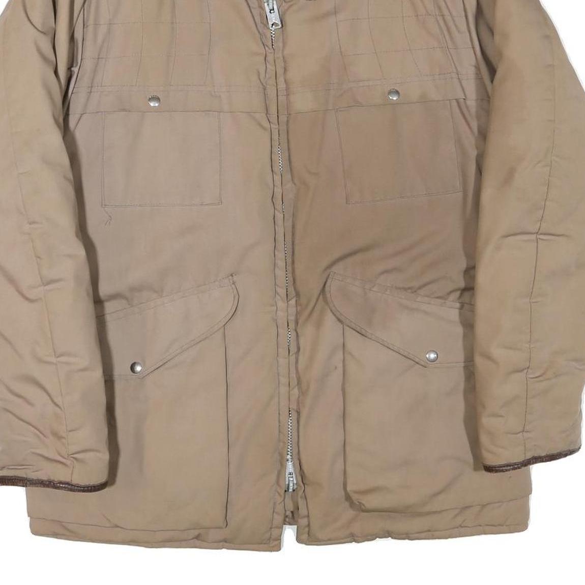 10-X Womens Beige Brown Jacket M Polyester Blend Plain Zip Warm Casual Outerwear