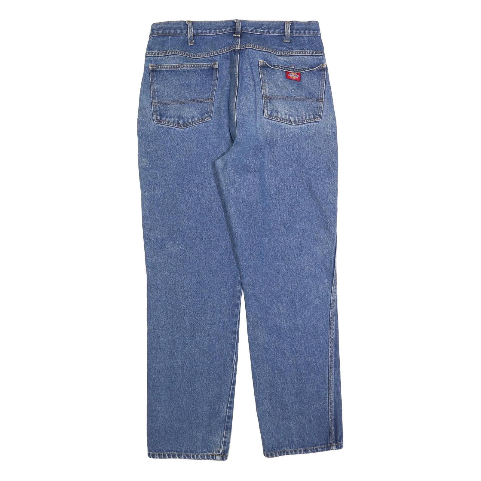 DICKIES Mens Regular Fit Blue Denim Jeans W36 L32 Zip Closure Relaxed