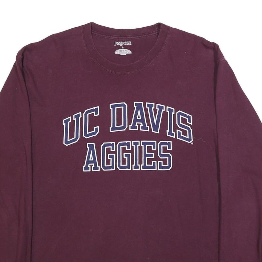 JANSPORT Mens Maroon UC Davis Aggies Graphic T-Shirt L Long Sleeve Crew Neck