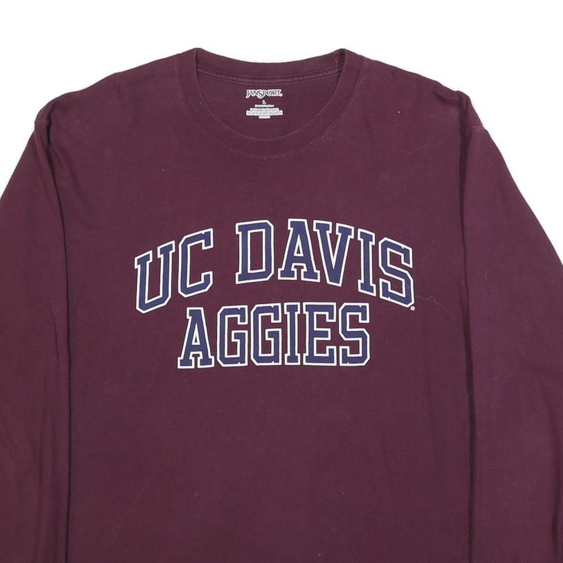 JANSPORT Mens Maroon UC Davis Aggies Graphic T-Shirt L Long Sleeve Crew Neck