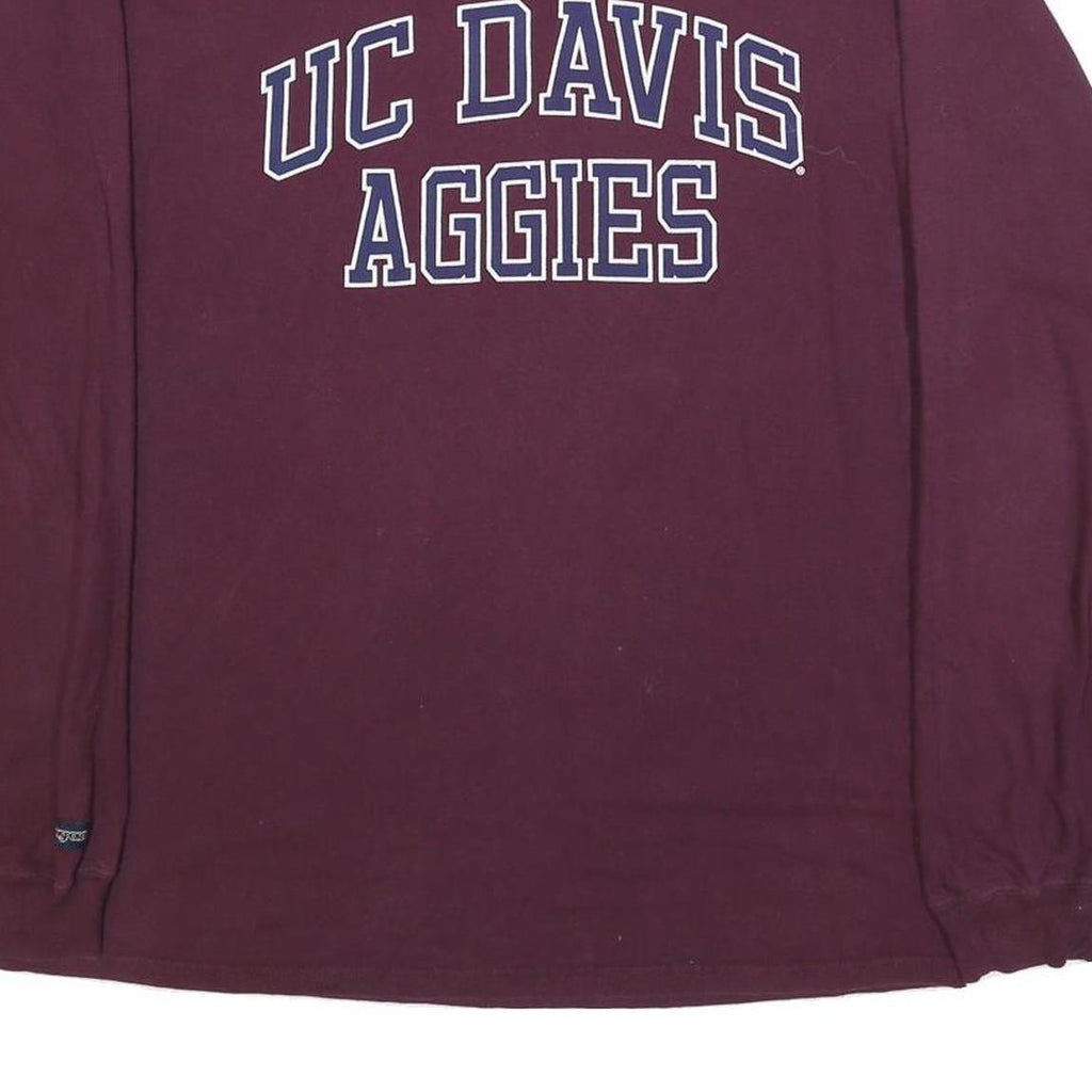 JANSPORT Mens Maroon UC Davis Aggies Graphic T-Shirt L Long Sleeve Crew Neck