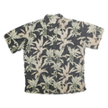 COOKE STREET Mens Black & Cream Tropical Print Cotton Shirt XL Short Sleeve