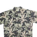 COOKE STREET Mens Black & Cream Tropical Print Cotton Shirt XL Short Sleeve