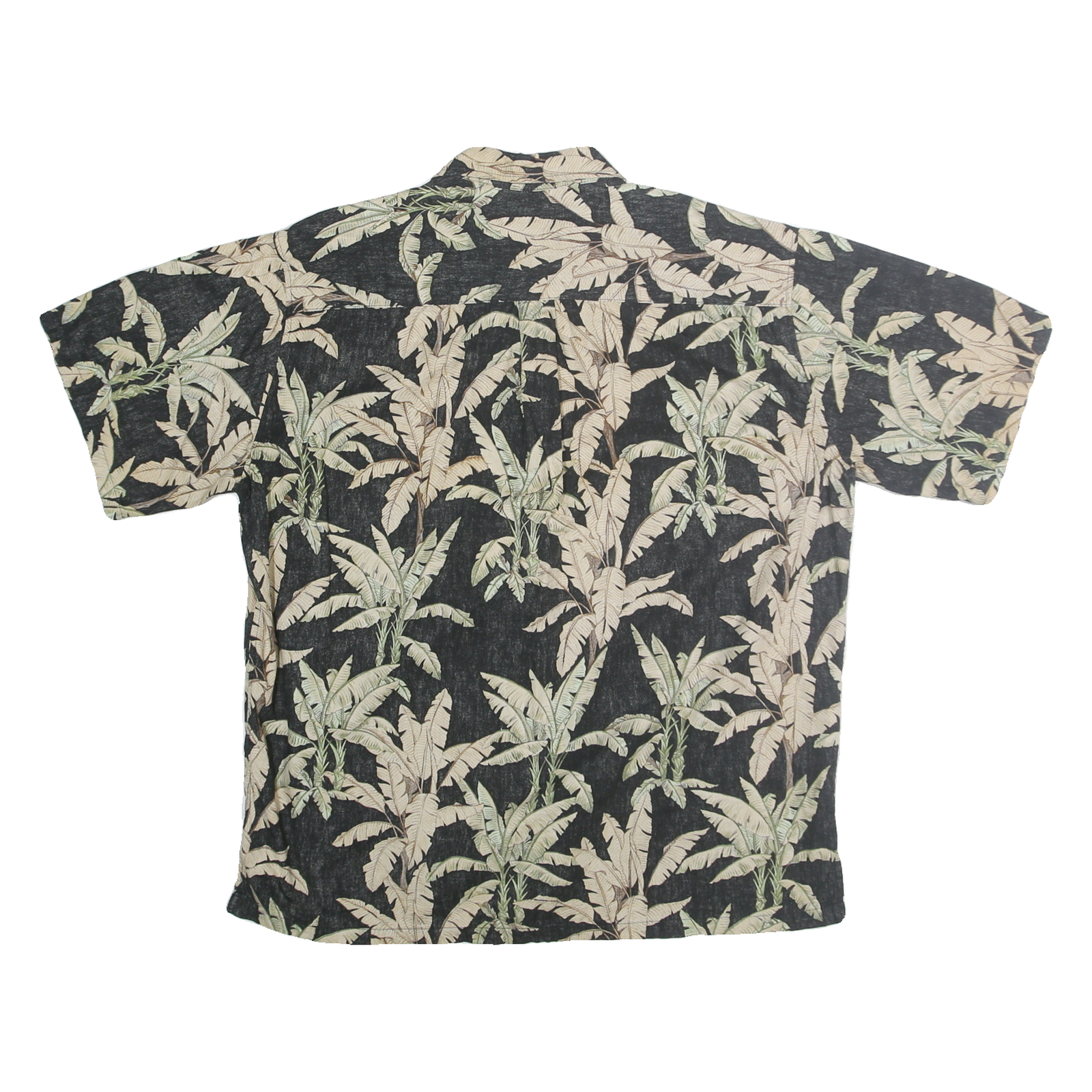 COOKE STREET Mens Black & Cream Tropical Print Cotton Shirt XL Short Sleeve