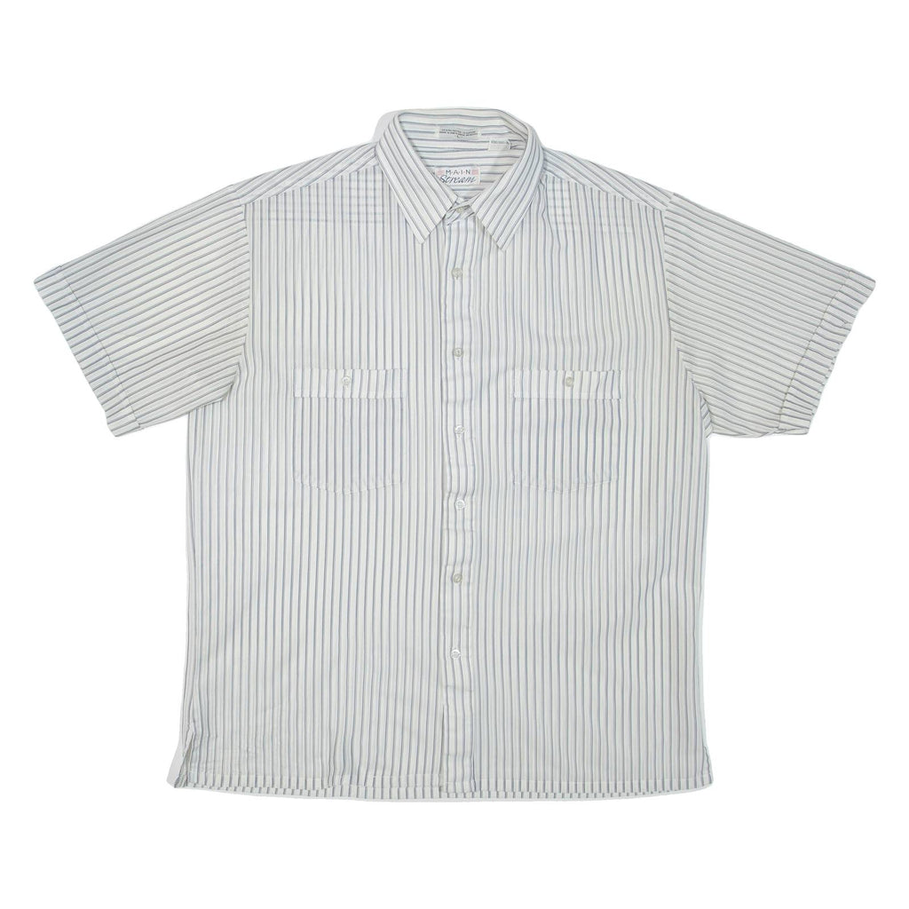 MAINSTREAM Mens Shirt White Striped L
