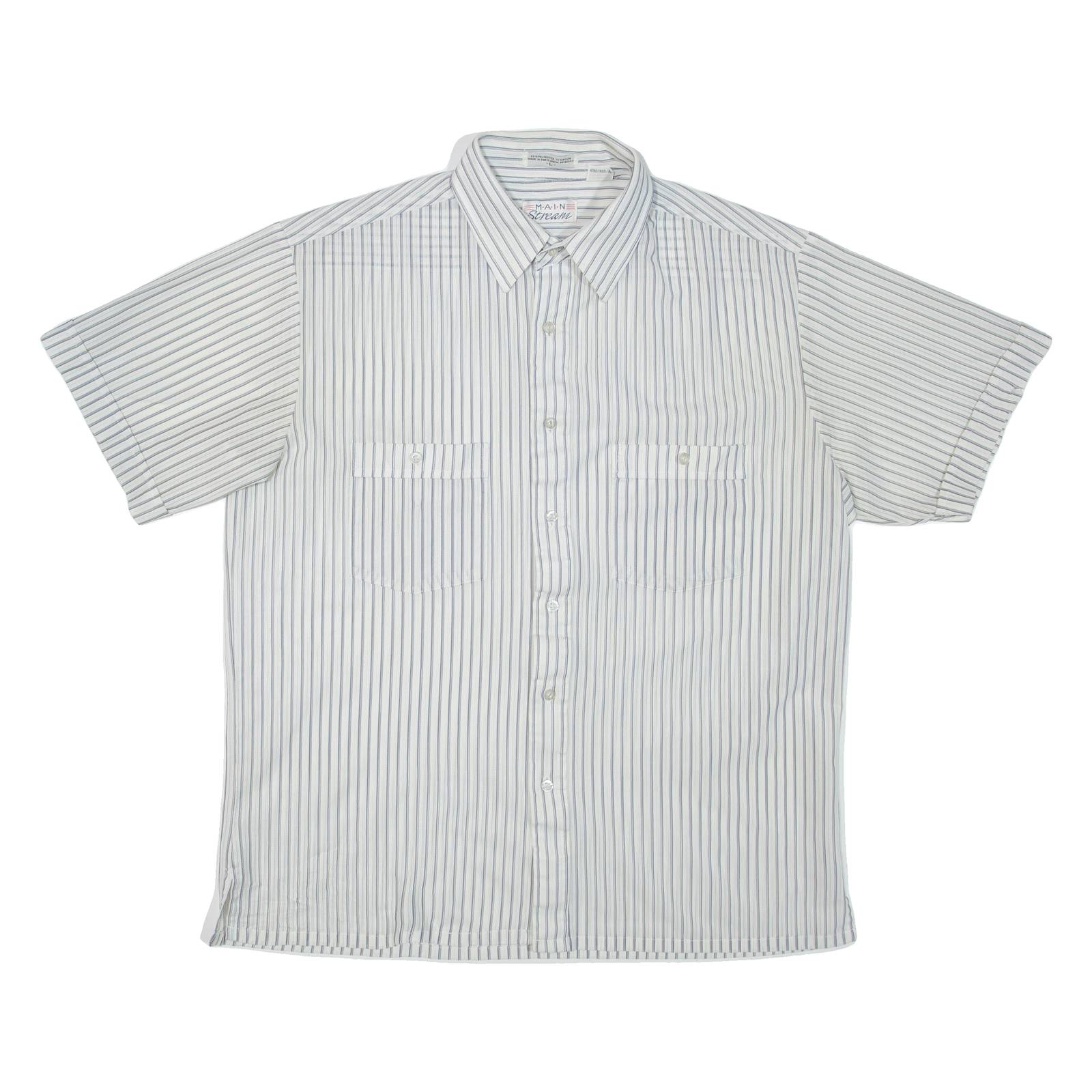 MAINSTREAM Mens Shirt White Striped L