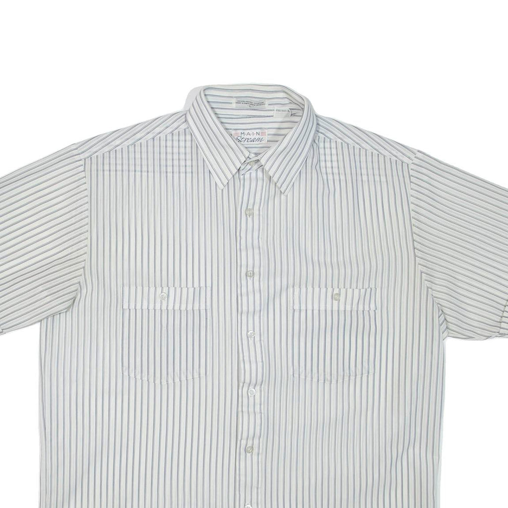 MAINSTREAM Mens Shirt White Striped L