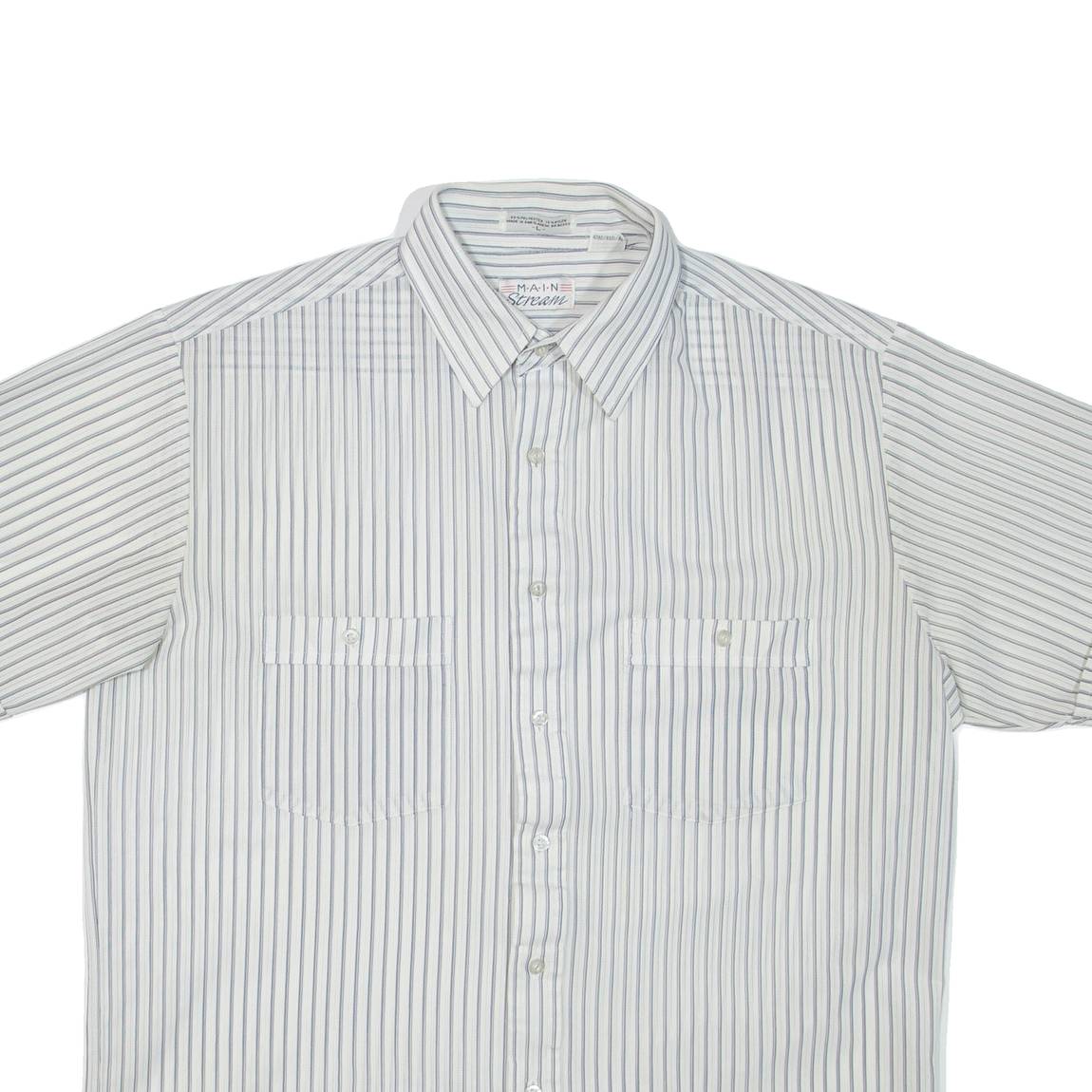 MAINSTREAM Mens Shirt White Striped L