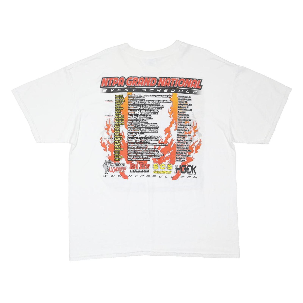 GILDAN Mens White Vintage Graphic T-Shirt XL Short Sleeve Crew Neck Tractor Pull