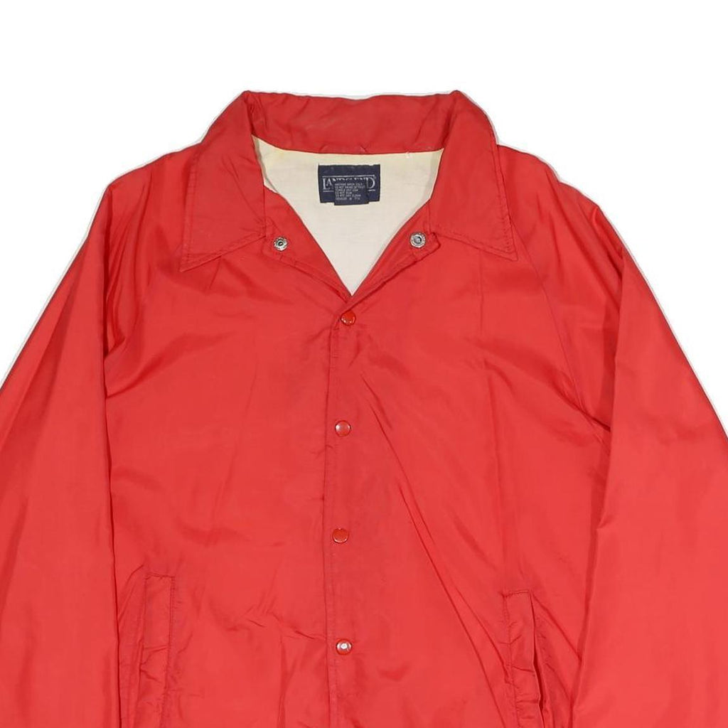 LANDS END Mens Red Button Jacket M Polyester Blend Plain Casual Lightweight