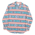 NUOVO Womens Blue & Pink Patterned Shirt S Cotton Blend Long Sleeve Casual