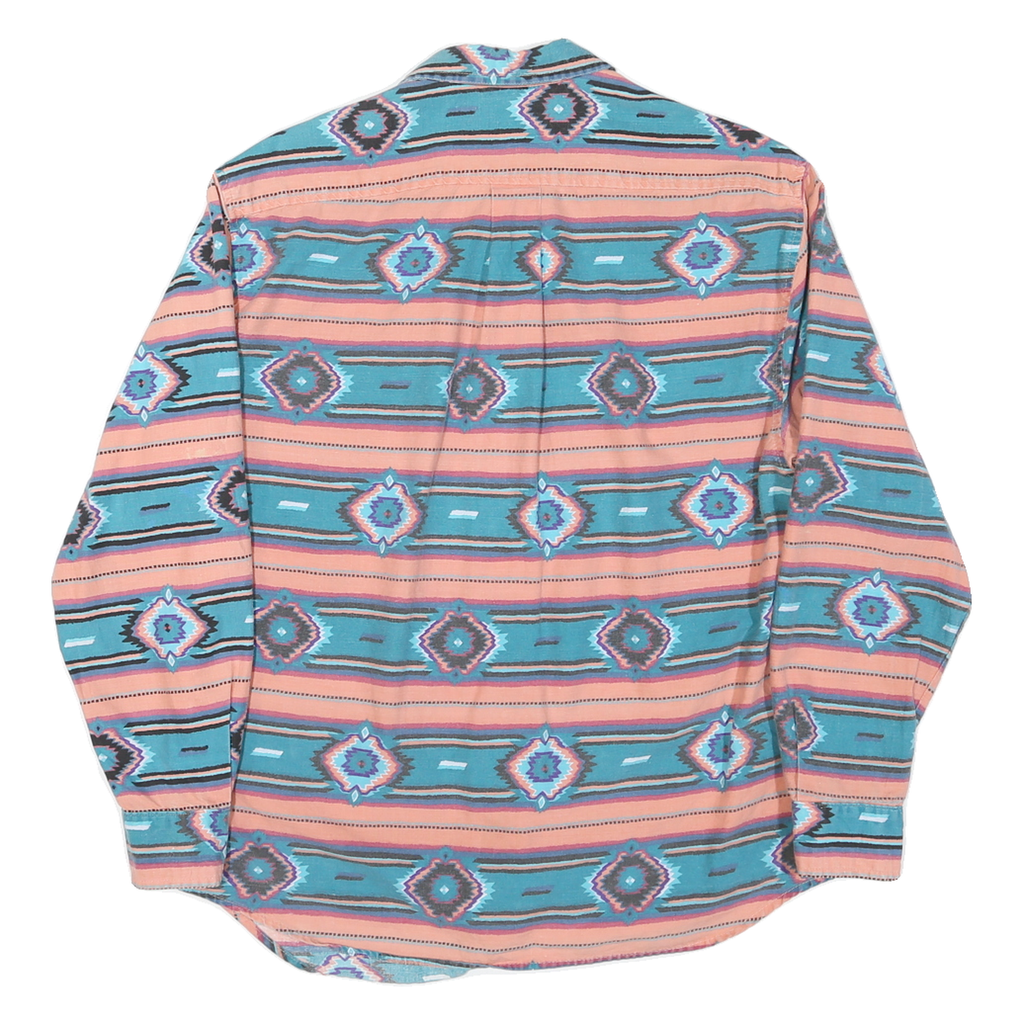 NUOVO Womens Blue & Pink Patterned Shirt S Cotton Blend Long Sleeve Casual