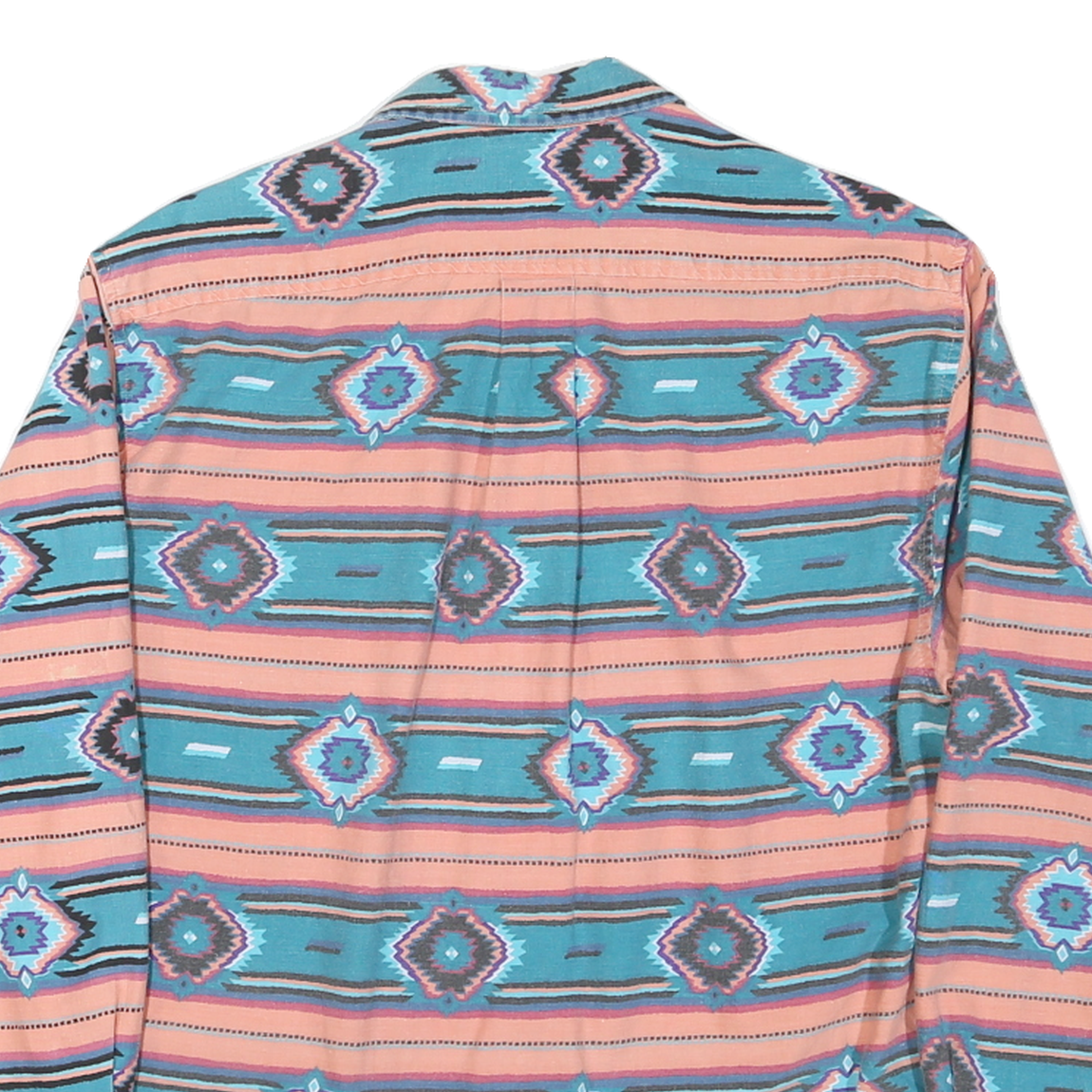 NUOVO Womens Blue & Pink Patterned Shirt S Cotton Blend Long Sleeve Casual