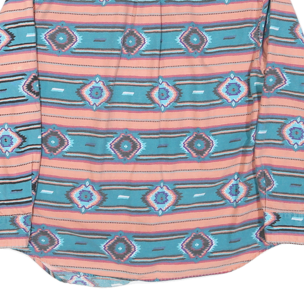 NUOVO Womens Blue & Pink Patterned Shirt S Cotton Blend Long Sleeve Casual