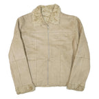 Womens Beige Synthetic Plain Zip Jacket S Synthetic Stylish Warm Casual