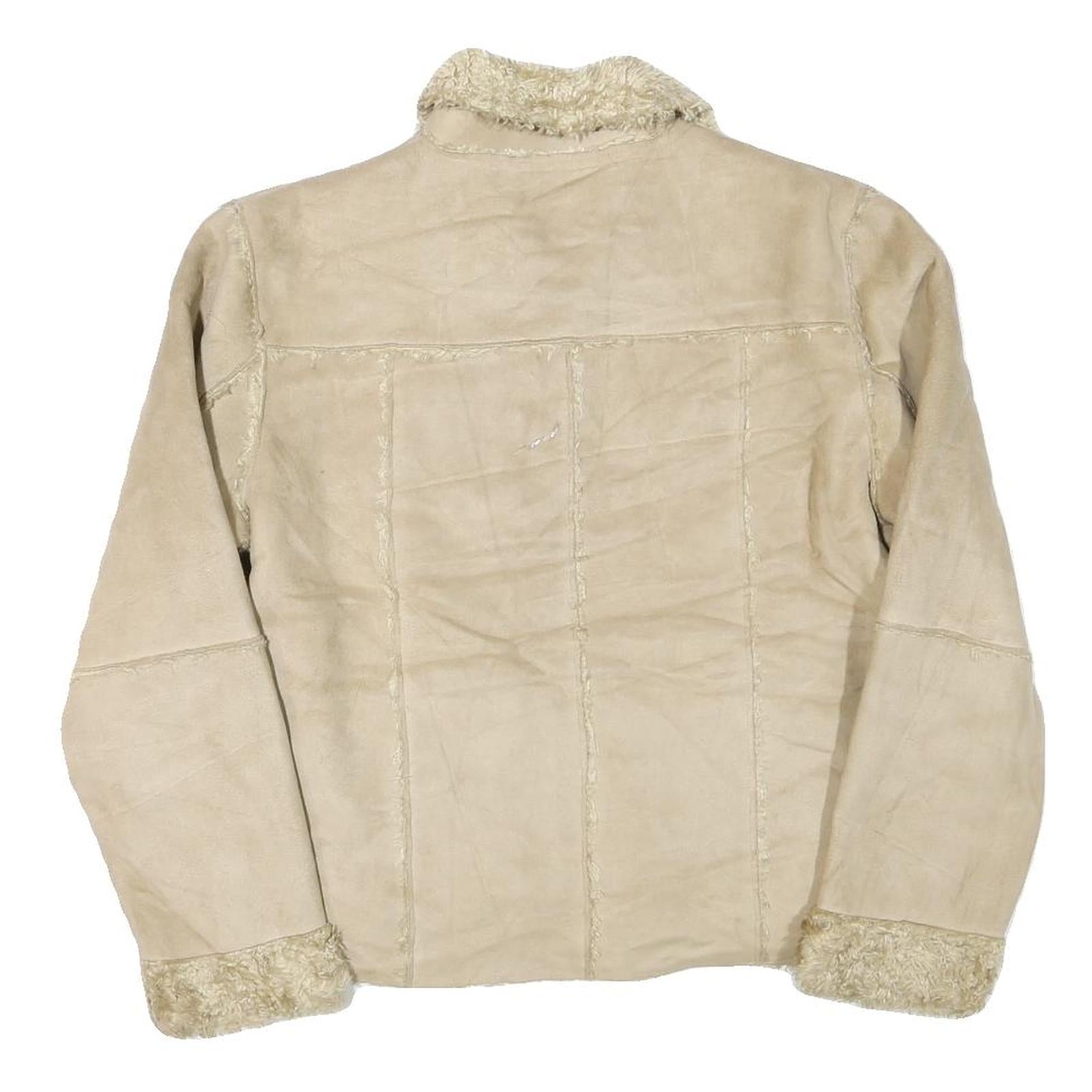 Womens Beige Synthetic Plain Zip Jacket S Synthetic Stylish Warm Casual