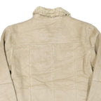 Womens Beige Synthetic Plain Zip Jacket S Synthetic Stylish Warm Casual