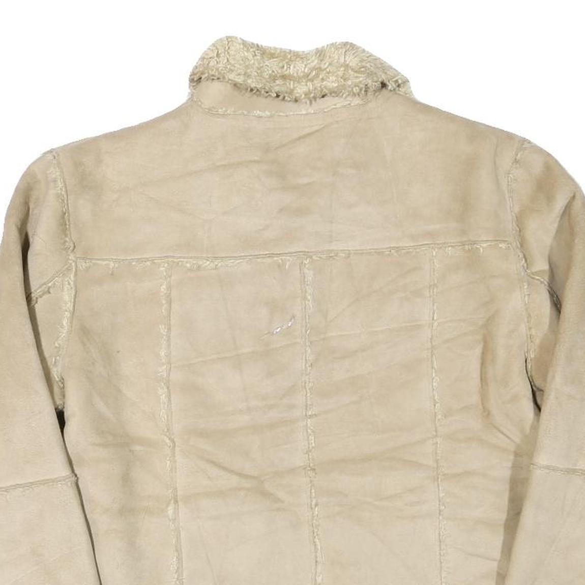 Womens Beige Synthetic Plain Zip Jacket S Synthetic Stylish Warm Casual