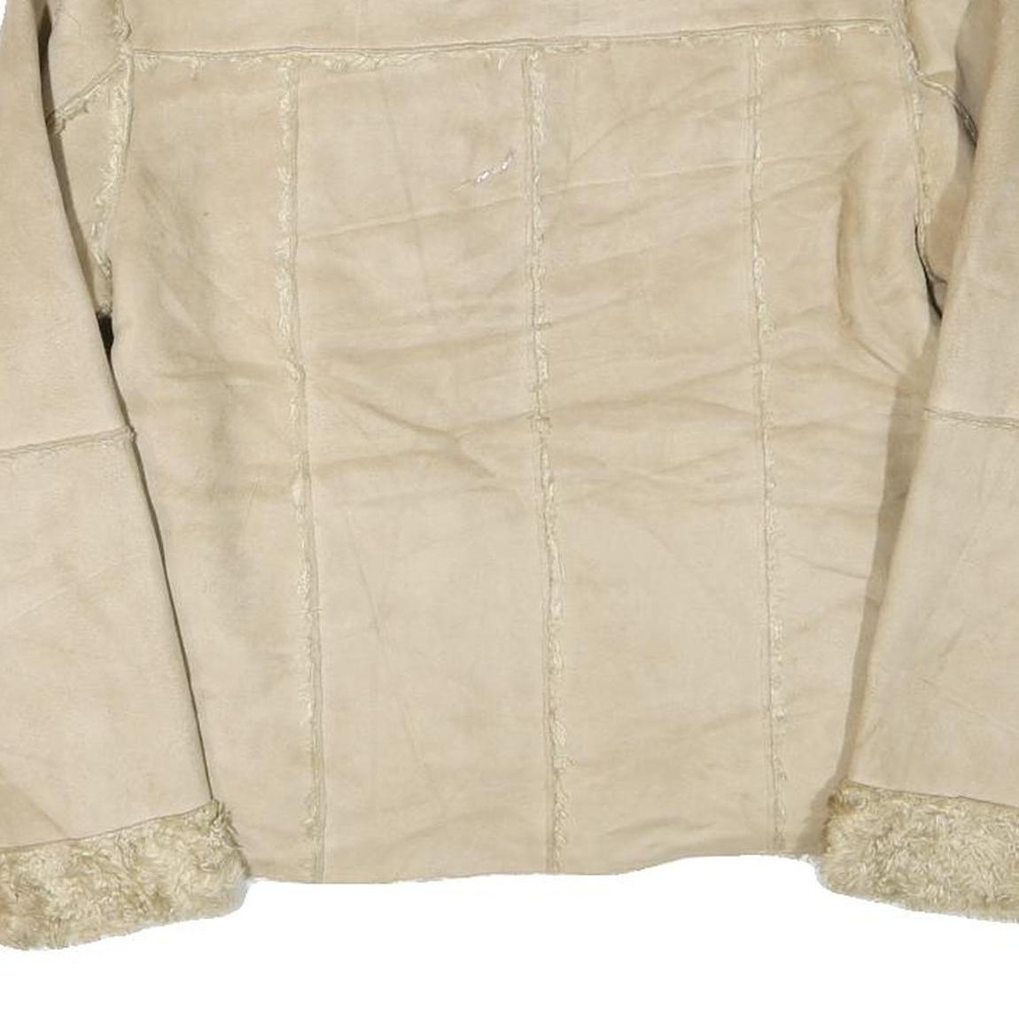 Womens Beige Synthetic Plain Zip Jacket S Synthetic Stylish Warm Casual