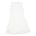 CALVIN KLEIN Womens White Fit & Flare Cotton Blend Sleeveless Knee Length Dress