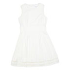 CALVIN KLEIN Womens White Fit & Flare Cotton Blend Sleeveless Knee Length Dress
