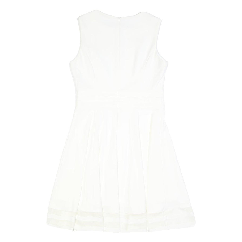 CALVIN KLEIN Womens White Fit & Flare Cotton Blend Sleeveless Knee Length Dress