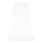 CALVIN KLEIN Womens White Fit & Flare Cotton Blend Sleeveless Knee Length Dress